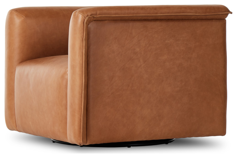 Wellborn Swivel Chair Palermo Cognac   Contemporary   Armchairs And Accent Chairs   by Zin Home  Houzz