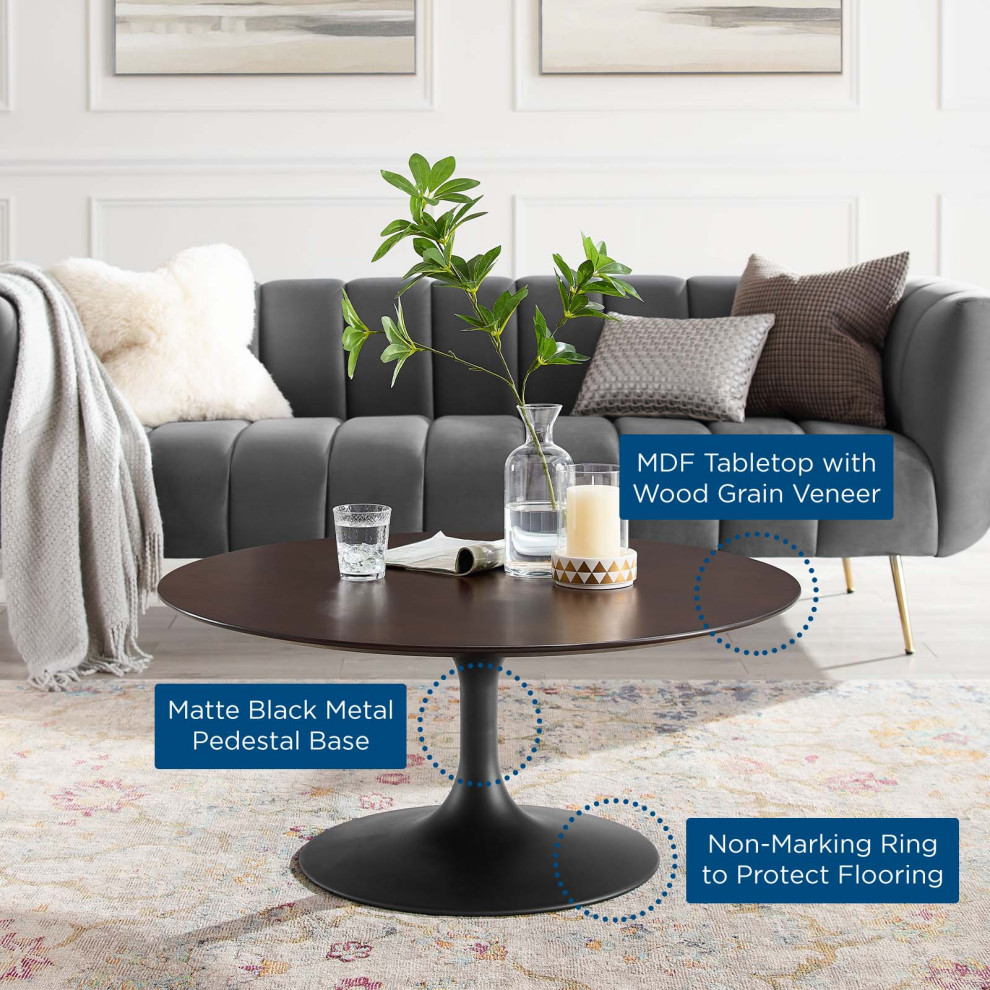 Coffee Table  Round  Wood  Metal  Black Dark Brown  Modern  Lounge Hospitality   Midcentury   Coffee Tables   by House Bound  Houzz