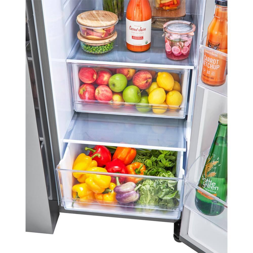 LG 23 cu. ft. Side by Side Refrigerator with External Ice andWater Dispenser in PrintProof Stainless Steel Counter Depth LRSXC2306S