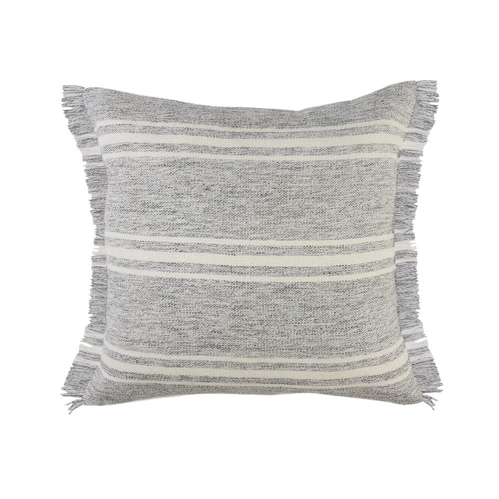 Ox Bay Farmhouse Stripe Fringe Indoor/Outdoor Throw Pillow, 24