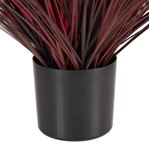 Green or Red Faux Foliage Onion Grass Artificial Plant with Black Plastic Pot