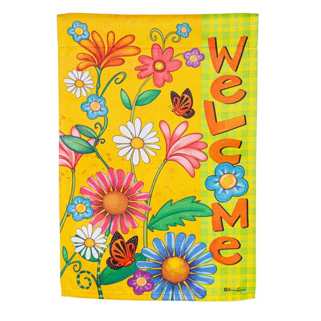 Welcome Spring Suede Garden Flag