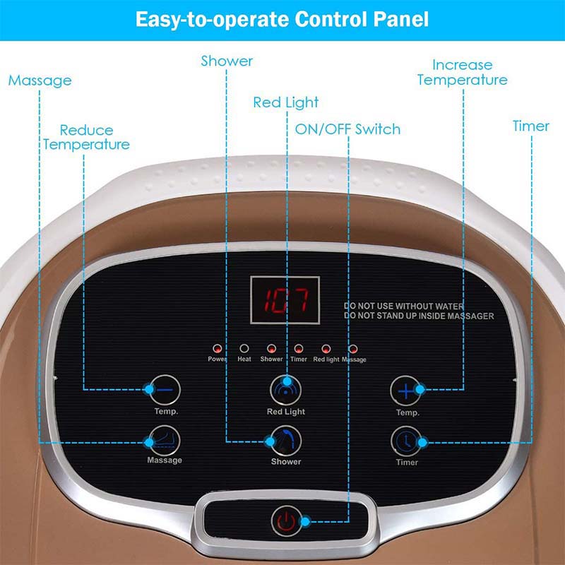 Foot Spa Bath Massager with Heat, Adjustable Water Jets, Motorized Shiatsu Massage Balls & 2 Maize Rollers