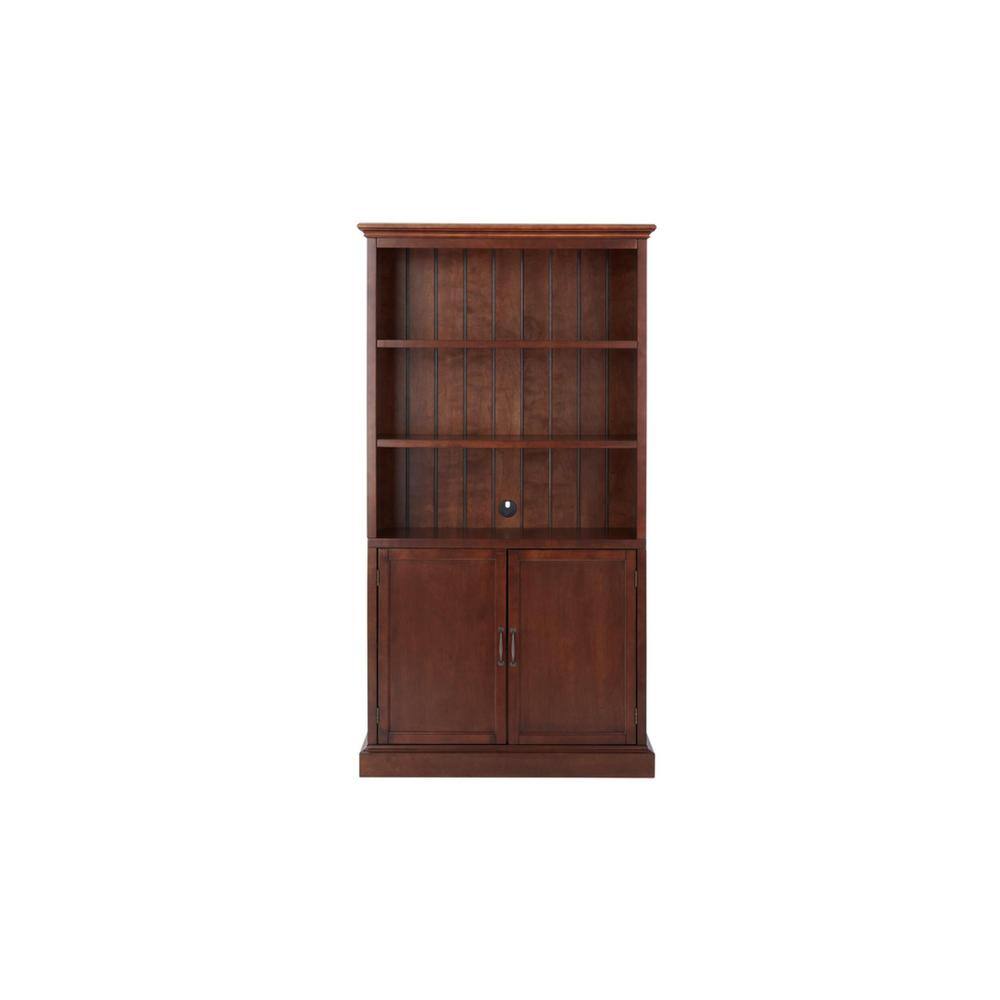 Home Decorators Collection Royce 72 in. Walnut Brown Wood 3-Shelf Standard Bookcase with Adjustable Shelves SK19051Br2-SB