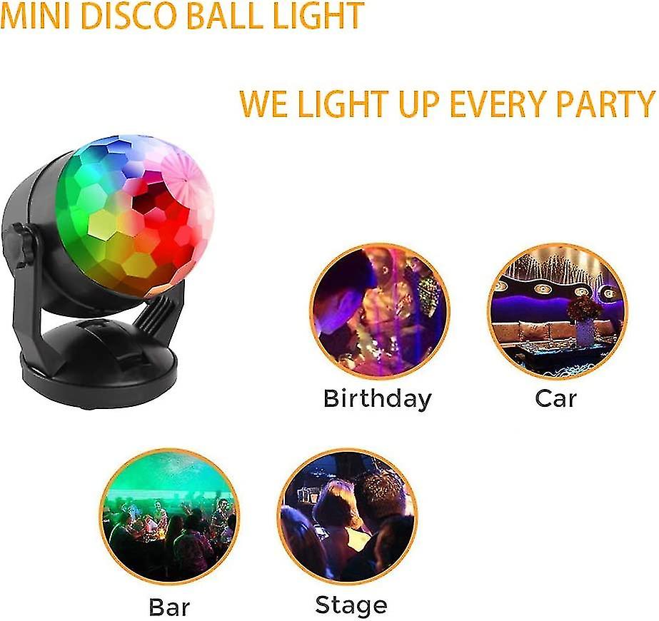 Mini Sound Activated Party Lights Battery Powered/usb Portable Rgb Disco Ball Light Dj Lighting Strobe Lamp 7 Modes Stage Par Light For Car Home Room