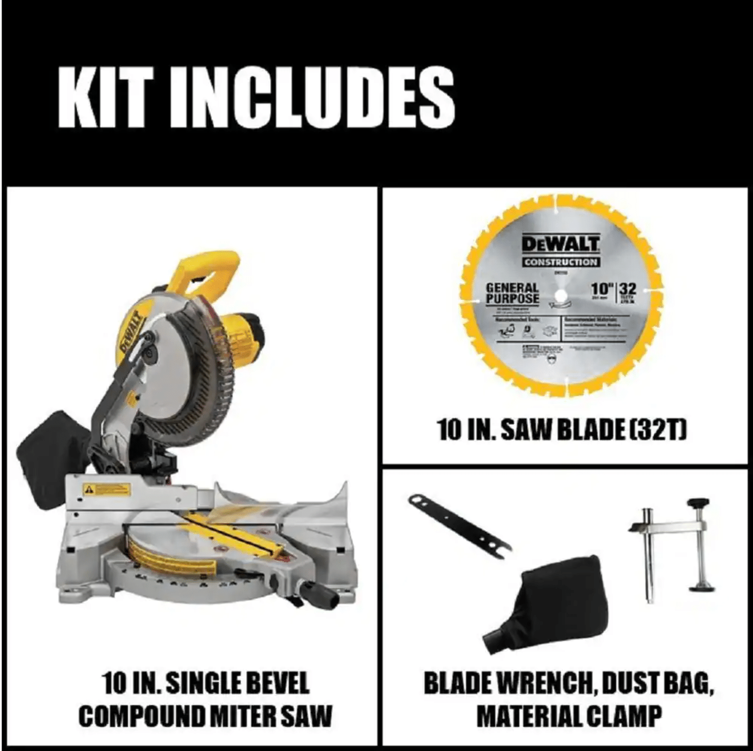 Dewalt Miter Saw， Single Bevel， Compound， 10-Inch， 15-Amp (DWS713)