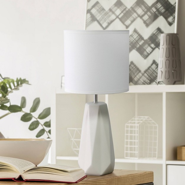 Ceramic Prism Table Lamp Off white Simple Designs