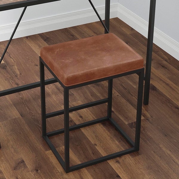 Indoor Metal Faux Leather Bar Stools，Set of 2