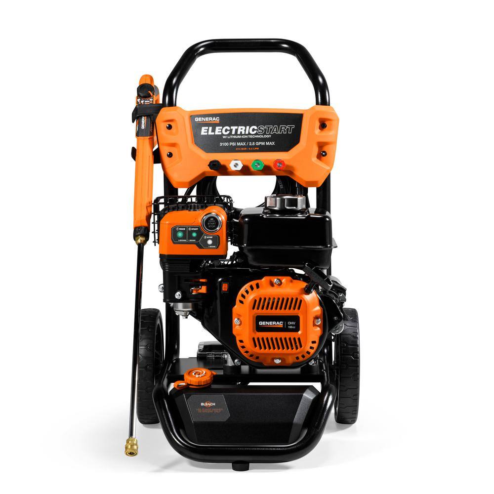 Generac 3100 PSI 2.5 GPM Electric-Start Gas Pressure Washer Kit with Attachments (49 StateCSA) 8895