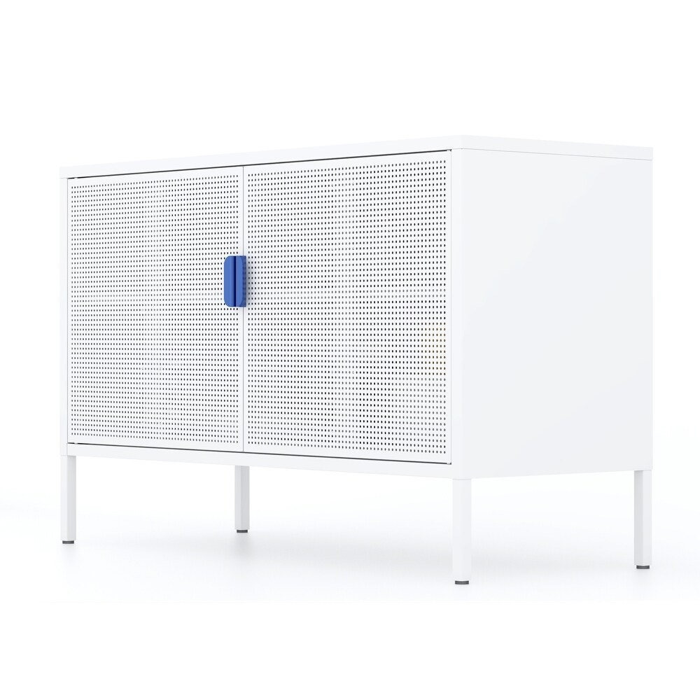 Modern Minimalist Metal Storage Cabinet with Adjustable Shelves and Independent Ventilation