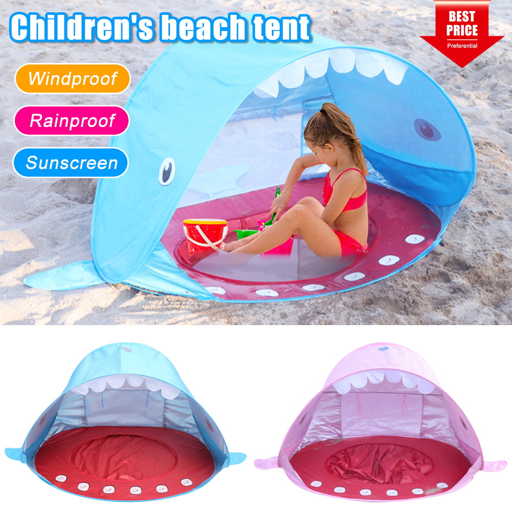 LNKOO Baby Beach Tent Pop Up Tent Portable Shade Pool UV Protection Sun Shelter Beach Umbrella/Instant Tent with Mini Pool， Carry Bag for Toddler， Infant and Kids， 50+ UPF