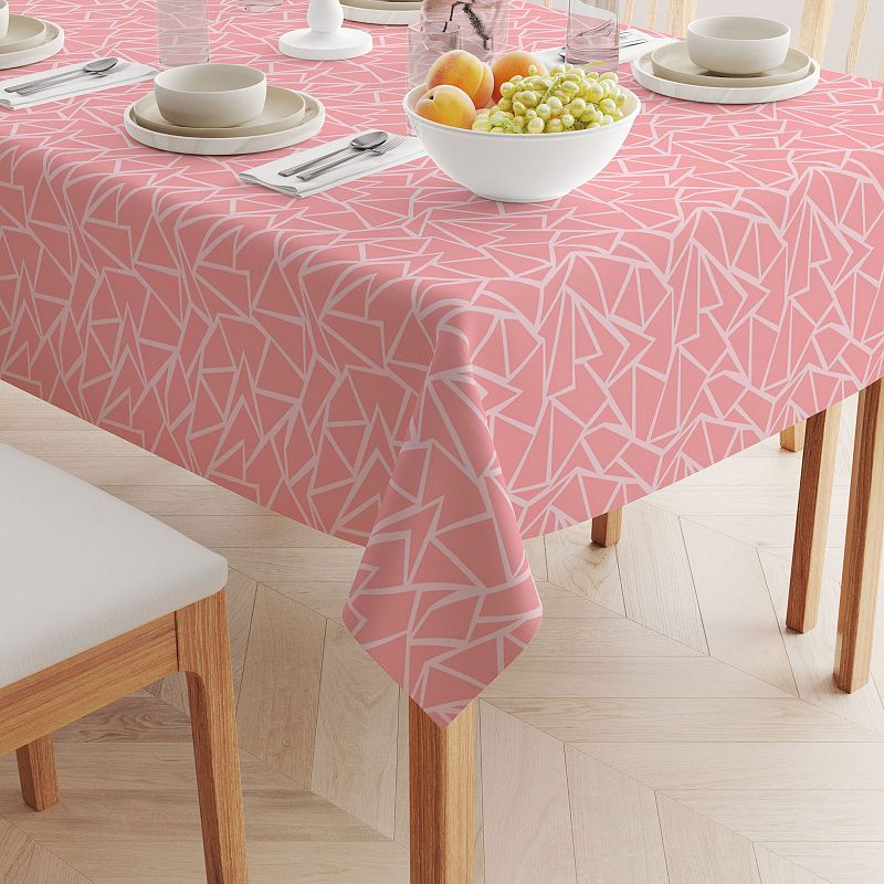 Square Tablecloth， 100% Polyester， 54x54， Geometric Shapes Pink