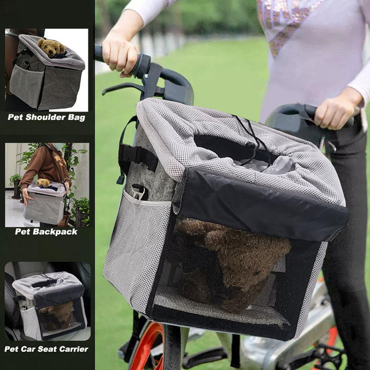 Foldable pet Shoulder Bag Bicycle support package breathable outdoor pet backpack Bike front basket portable pet Dog Cat bag