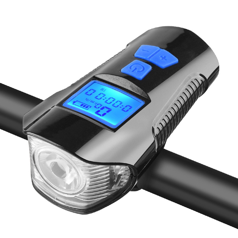 Hot Sale Waterproof Luz de bicicleta Speedometer Bicycle Light With Bike Computer Horn Speaker Rechargeable Cycling Light