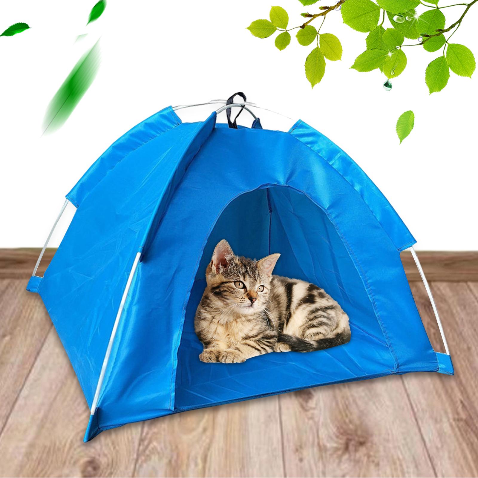 Outdoor Pet Tent Dog Cage Puppy Kennel Folding house Shelter Bed for Traveling Pet Beach Camping Indoor Blue