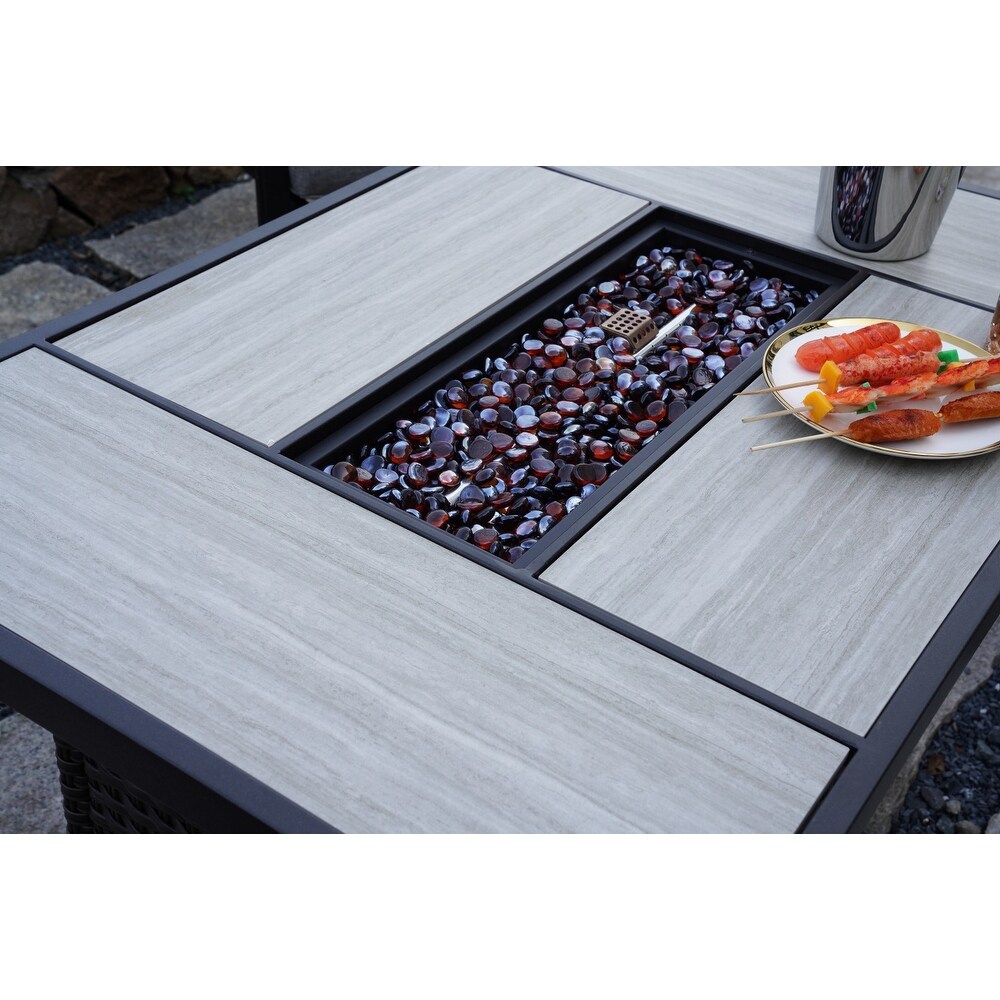 Patio Outdoor Gas Fire Pit Table  43 Inch 50 000 BTU Rectangle Patio Propane Fire Pit Table   32 inch