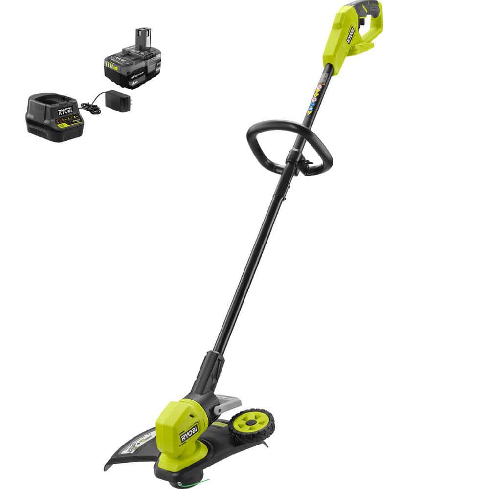 RYOBI ONE 18V 13 in Cordless Battery String TrimmerEdger with 40 Ah Battery and Charger