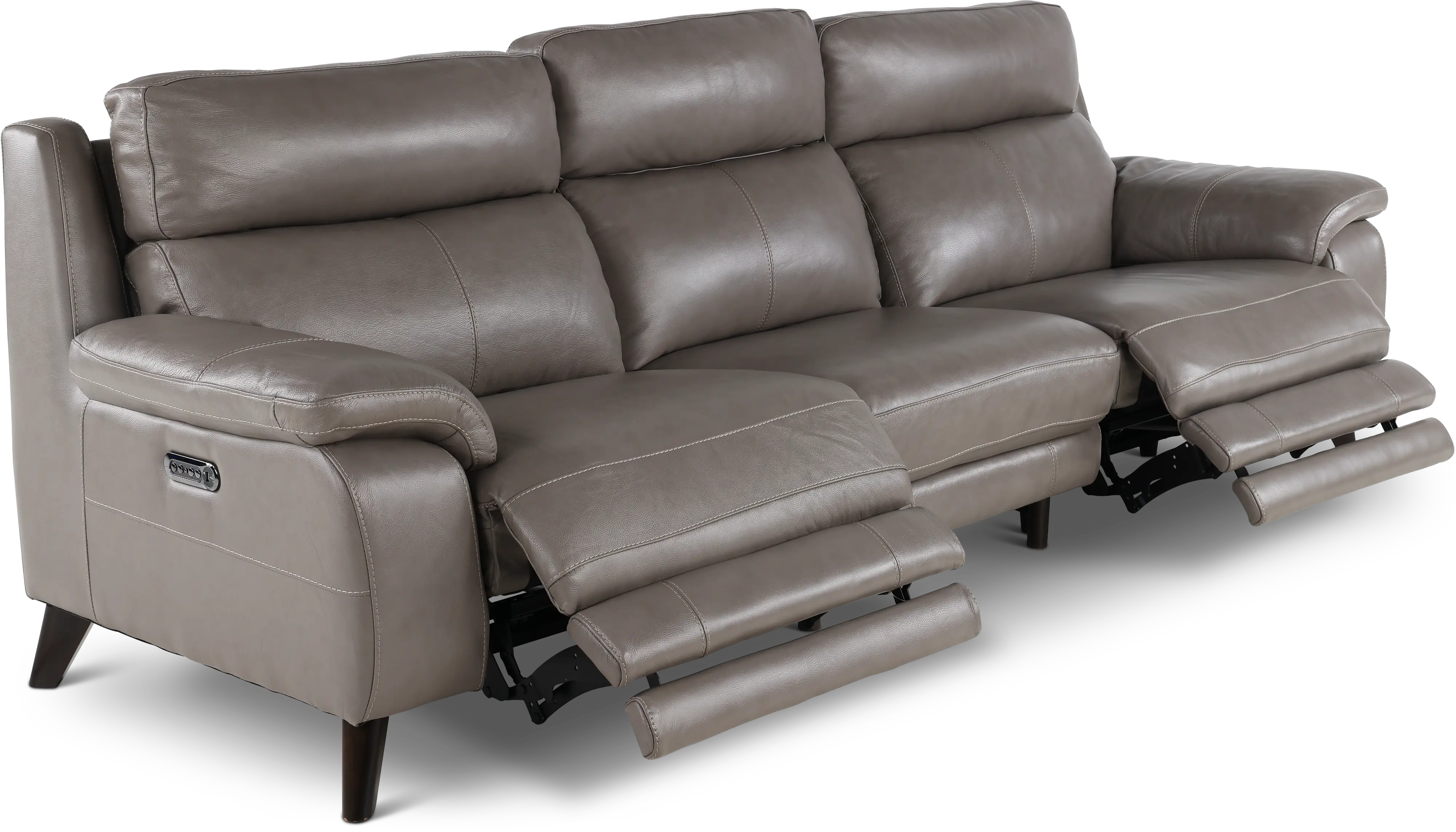 Venice Gray Leather-Match Dual Power Reclining Sofa