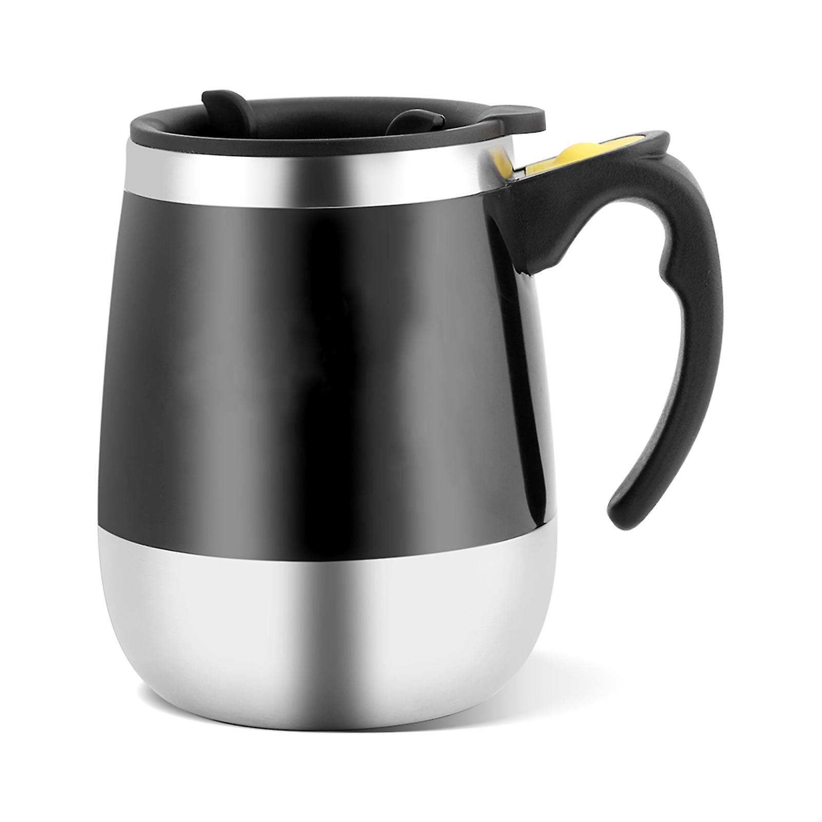 Electric Stainless Steel Self Mixing Cup Magnetic Stirring Coffee Mug Black