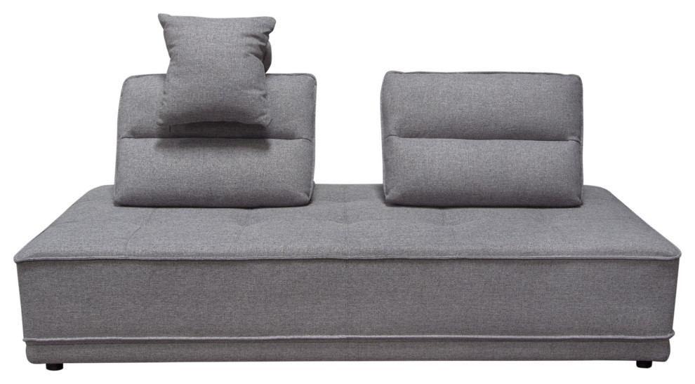 Lounge Seating Platform  Moveable Backrest Supports  Grey Polyester Fabric   Transitional   Sofas   by Kolibri Decor  Houzz