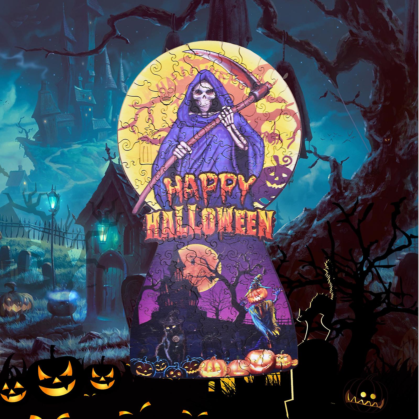 Halloween Wooden Jigsaw Puzzle Coloful 3d Wooden Puzzle For Adults Teenagers Family Game Play Toys Educational Gift No.252046