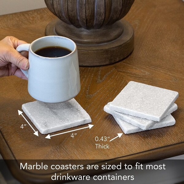 4 Pack Authentic Natural Marble Stone Cork Backed Coasters 4