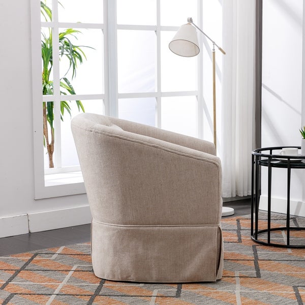 360-degree Swivel Accent Armchair Linen Blend Lounge Chairs Living Room Accent Chair Metal Frame Barrel Sofa Chair， for Bedroom