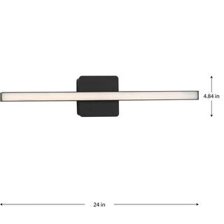 Progress Lighting Phase 4 Collection 24 in. Matte Black Medium Modern Integrated 3CCT Integrated 1-Light LED Linear Vanity Light P300404-31M-CS