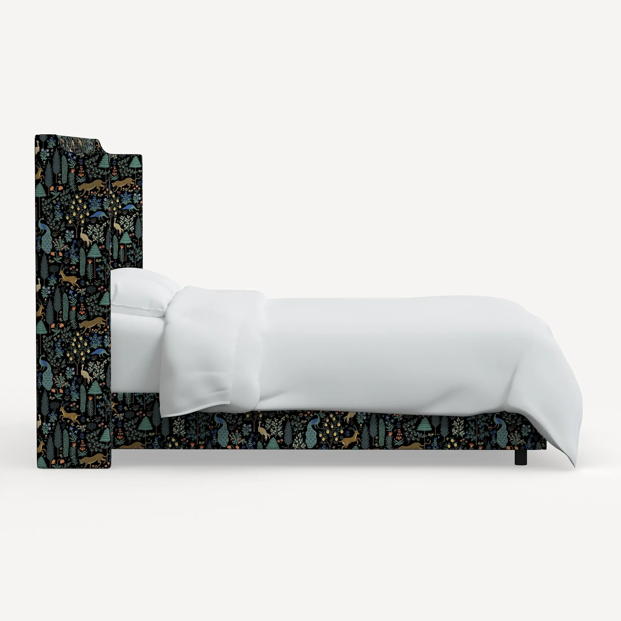 Rifle Paper Co Hawthorne Menagerie Black Twin Wingback Bed