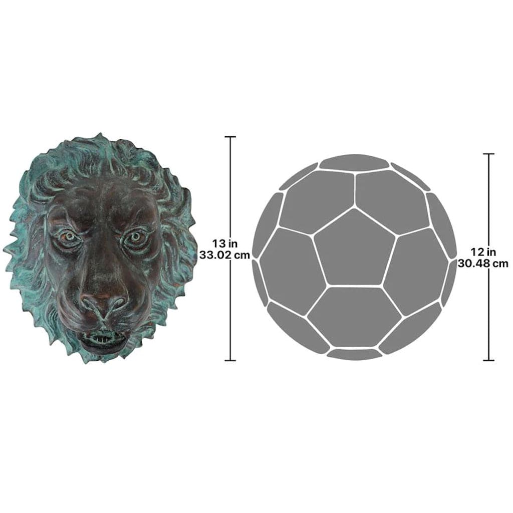 Florentine Lion Head Spouting Bronze Garden Wall Sculpture by Design Toscano