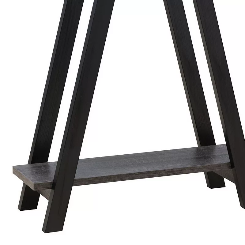 Baki 38 Inch Modern Wood Side Console Table， Corner Compartment， Black