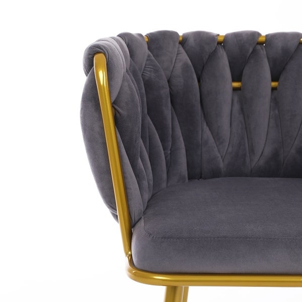 JASIWAY Velvet Accent Chair with Back Arm and Gold Metal Legs