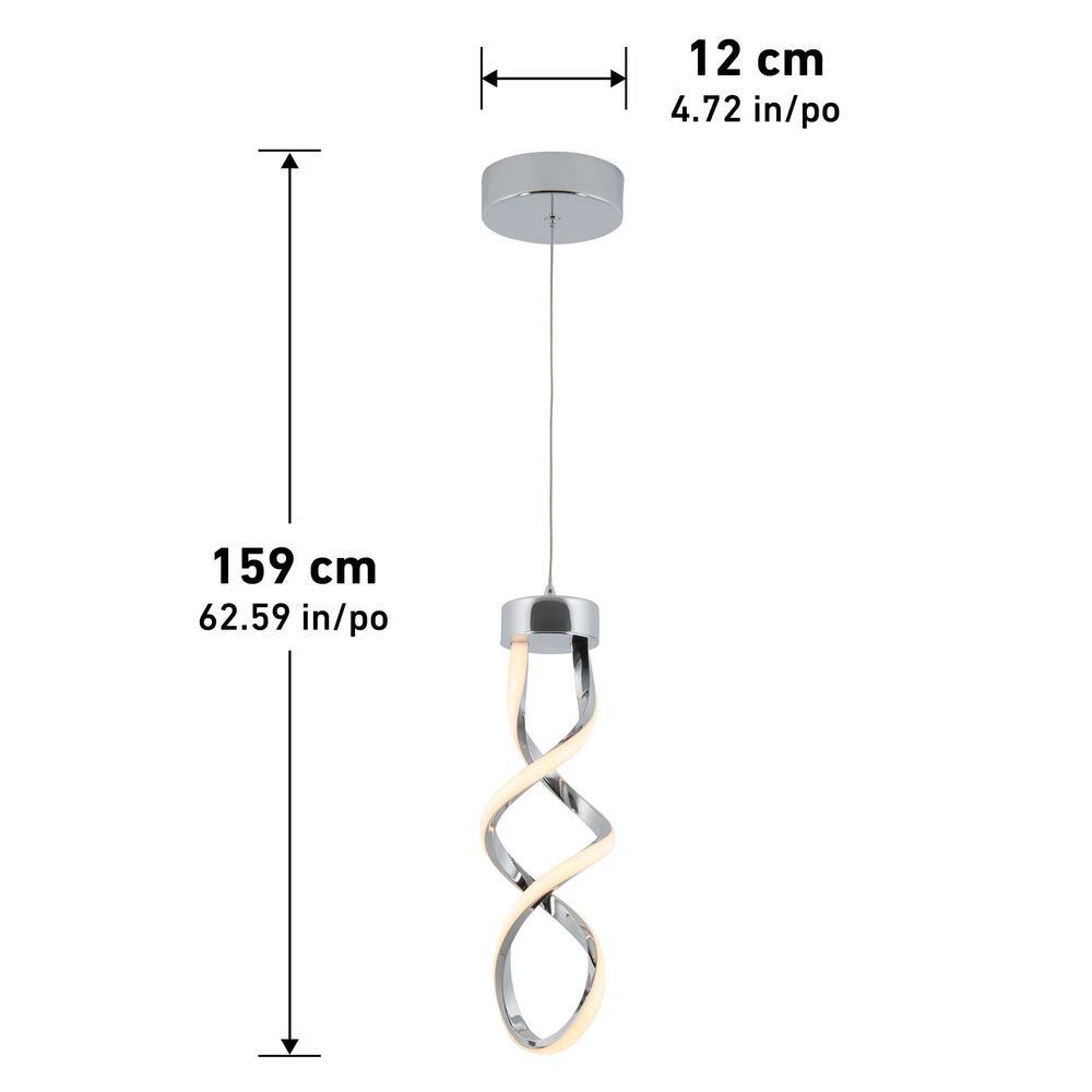 Artika Swirl 13-Watt Integrated LED Chrome Modern Hanging Mini Pendant Light Fixture for Kitchen Island or Living Room PDT1-SWR