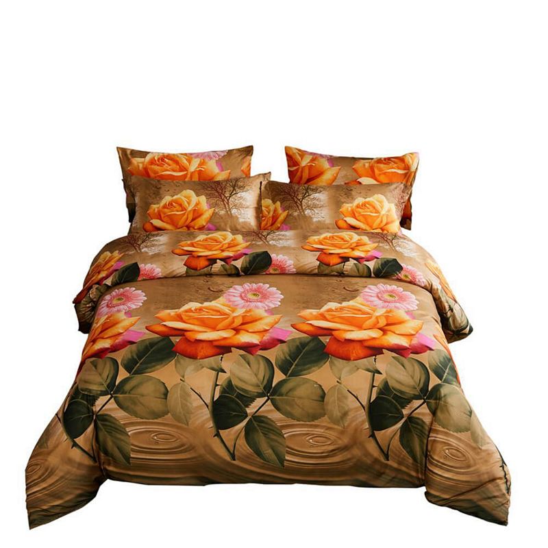 Dolce Mela Queen Size Duvet Cover Set， 6 Piece Luxury Floral Bedding， Eden