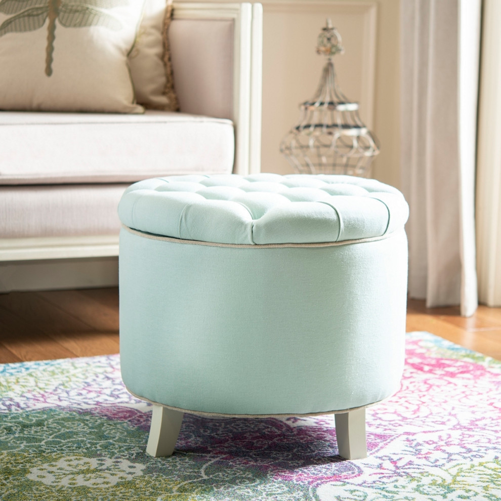 Emma Tufted Storage Ottoman  Robins Egg Blue/Ivory   Transitional   Footstools And Ottomans   by Rustic Home Furniture Deco  Houzz