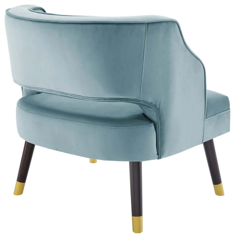 Finn Light Blue Button Tufted Open Back Performance Velvet Armchair   Contemporary   Armchairs And Accent Chairs   by Rustic Home Furniture Deco  Houzz