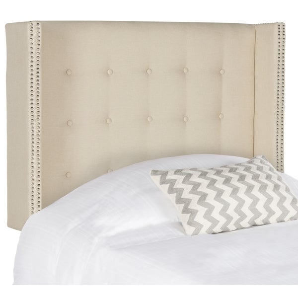 SAFAVIEH Keegan Parchment Linen Upholstered Wingback Headboard (Twin) - - 11551637