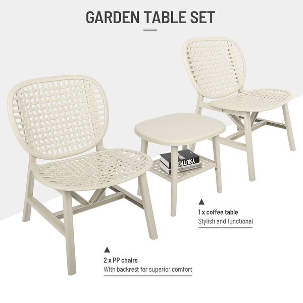 3 Pieces Hollow Design Retro Patio Table Chair Set - Overstock - 37914445