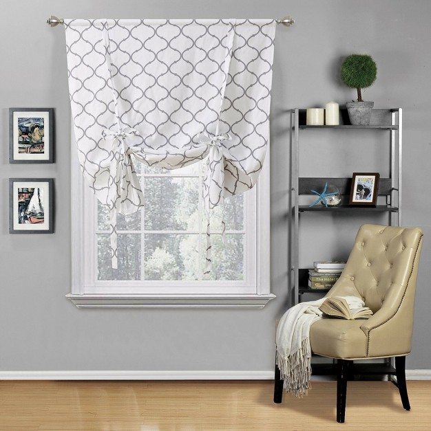 Kate Aurora Living Shabby Chic Trellis Quatrefoil Single Tie Up Window Curtain Shade