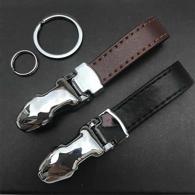 Leopard Head Shape Zinc Alloy Genuine Leather Car Key Chain Fit For Mazda Auto