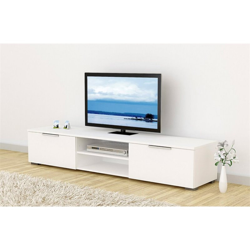 Tvilum Canada 2 Piece Set with 68 quotTV Stand and 6 Drawer Dresser in White Gloss   Entertainment Centers And Tv Stands   by Homesquare  Houzz