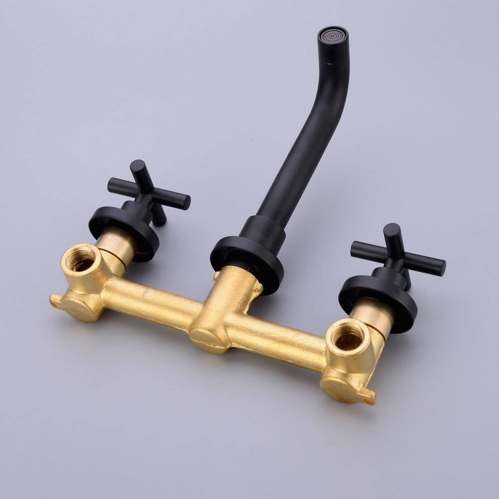 Double Handle Wall Mounted Faucet Bathroom Faucet in Brass in Matte Black DT-LQTH8-08MB