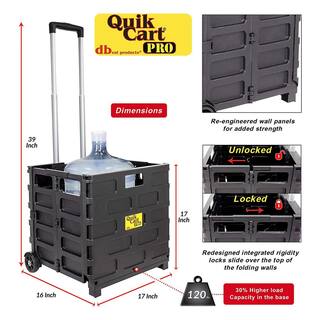 dbest products Quik Cart Pro Collapsible Handcart with Lid Seat Stool in Black 01-803