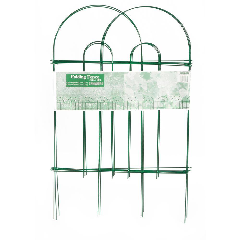 Glamos Wire Products Glamos Wire 32 in. Green Metal Folding Garden Fence (10-Pack) 770089