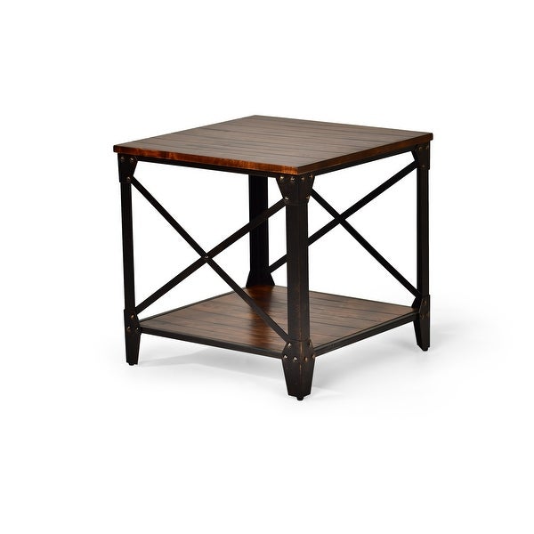 Carbon Loft Fischer Solid Wood and Iron Rustic Square End Table