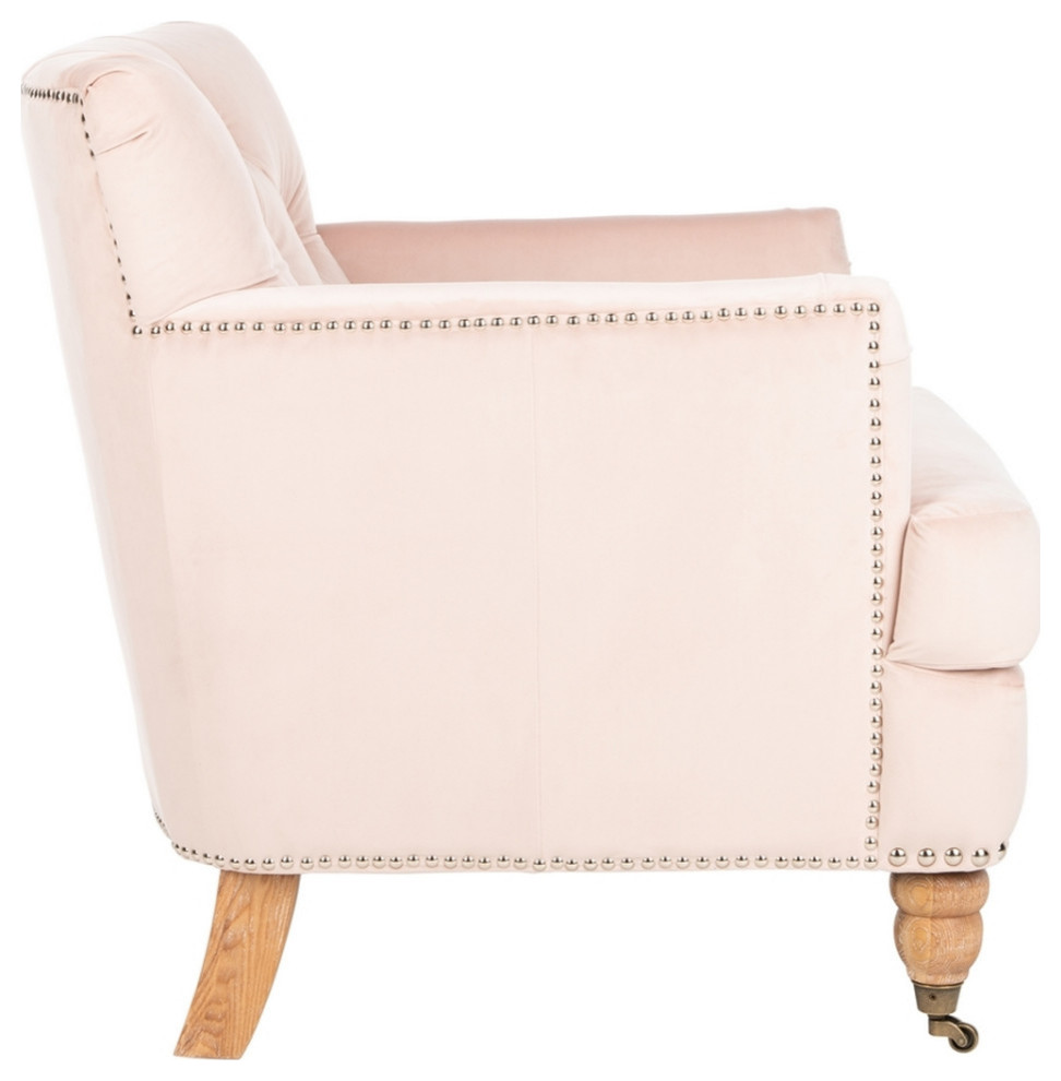 Leonard Tufted Club Chair Blush Pink/Whitewash   Eclectic   Armchairs And Accent Chairs   by V.S.D Furniture  Houzz