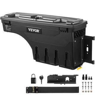 VEVOR 28 in. ABS Truck Bed Storage Box 6.6 Gal. Passenger Side Truck Tool Box with Password Padlock for Tundra 2007-2021Black KTOYOTATUNDRALH6JV0