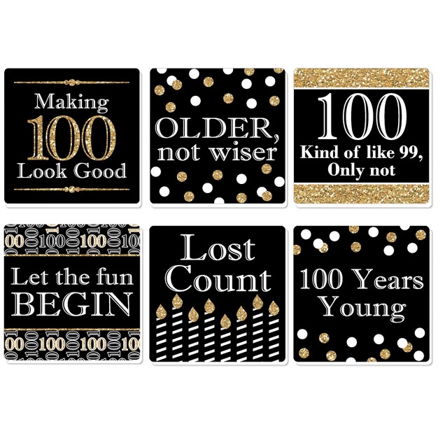 Big Dot Of Happiness Adult 100th Birthday Gold Funny Birthday Party Decorations Drink Coasters Set Of 6