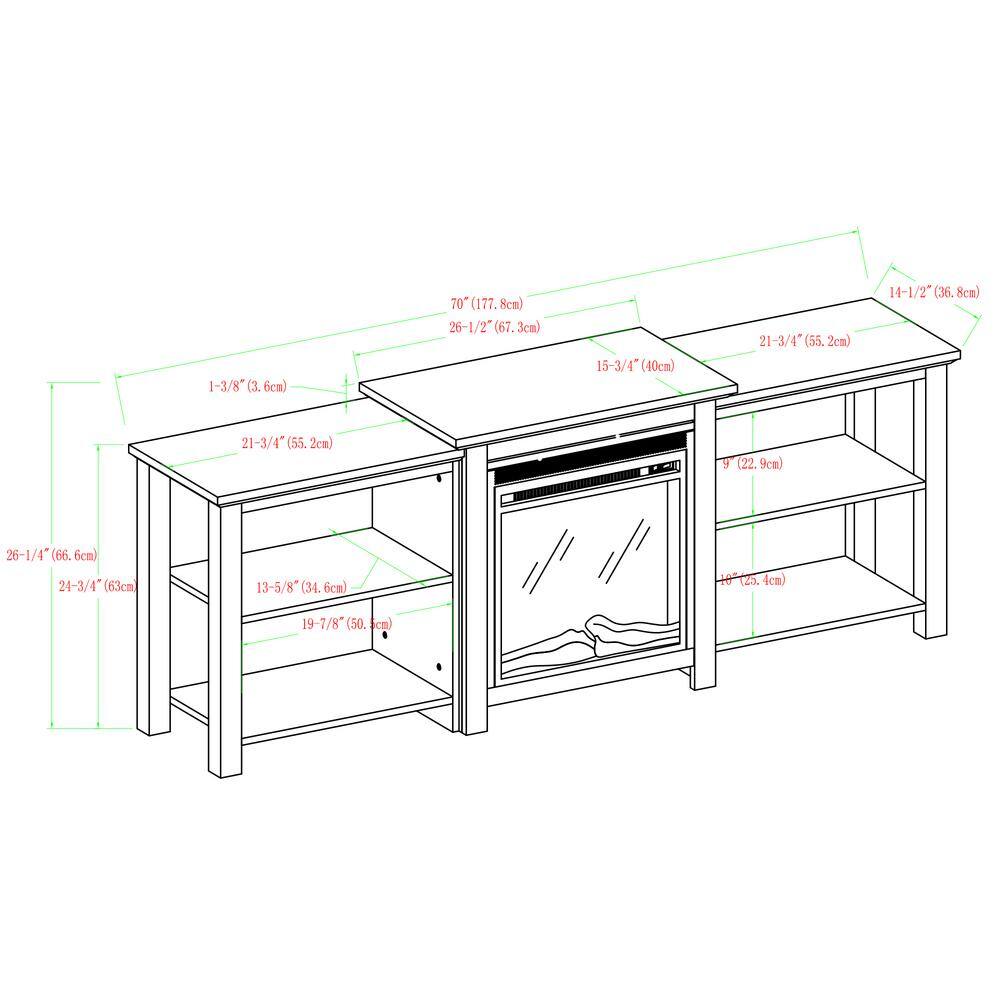 Welwick Designs 70 in. Slate Gray Composite TV Stand with Electric Fireplace (Max tv size 78 in.) HD8209