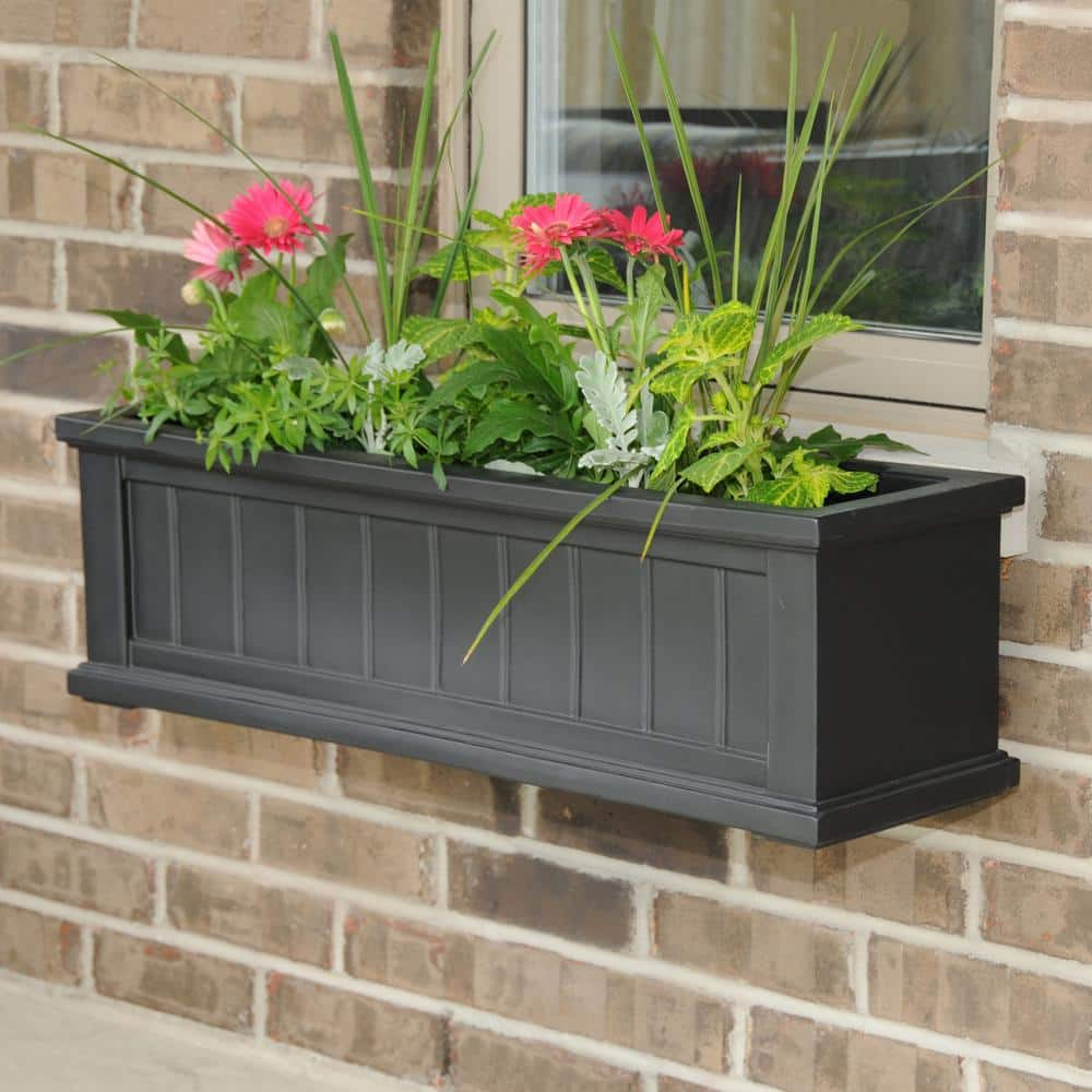 Mayne Cape Cod 36 in. x 11 in. Self-Watering Black Polyethylene Window Box 4840-B